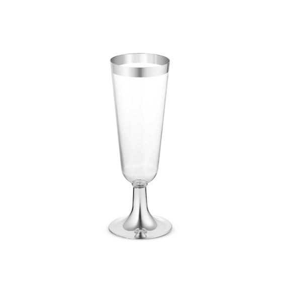 Imagem de Kit 40 Taças Champagne/Espumante Prosecco 150ml Descartáveis de Luxo em Plástico - Prata