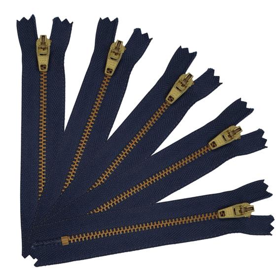 Imagem de Kit 40 Ziper 12cm Para Calça Bolsa Bolso Jeans Azul Marinho