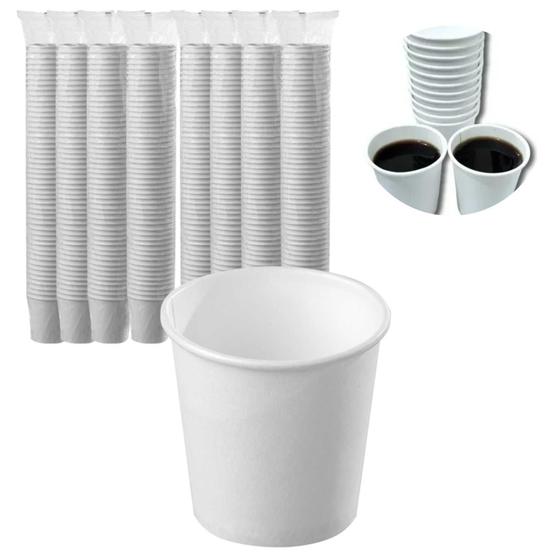 Imagem de Kit 400 Copinhos Papel Biodegradável 200Ml Café Chá Batidas