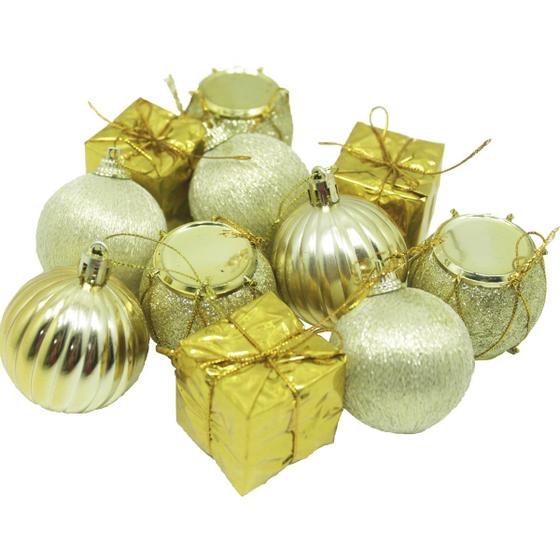 Imagem de Kit 44 Pçs Enfeite Tubo Natalino Árvore De Natal Dourado 5cm