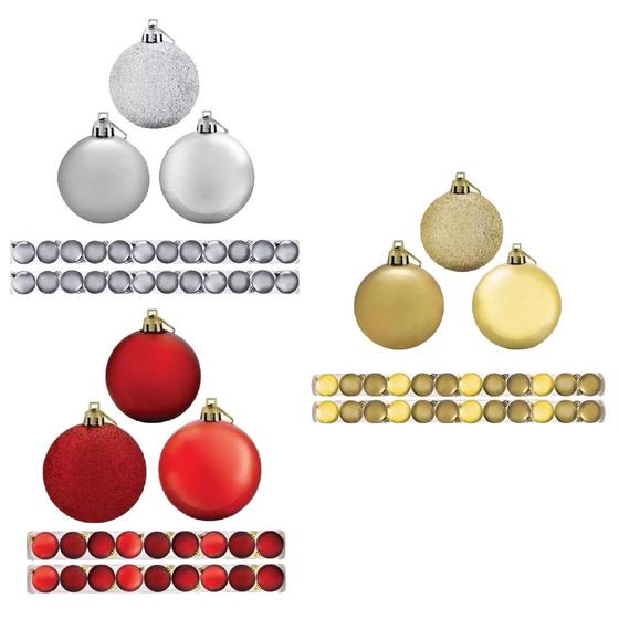 Imagem de KIt 45 Bolas De Natal Mista Fosca Glitter Pendente Árvore 4cm Decoração Natalina