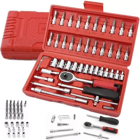 Imagem de Kit 46 Chave Catraca Jogo De Soquetes Allen Torx Ferramentas