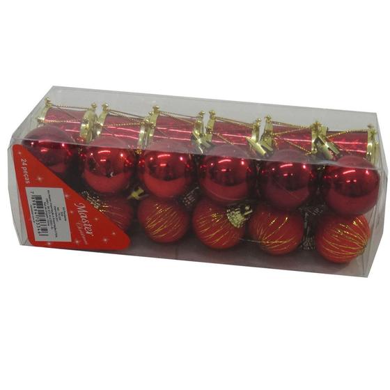 Imagem de Kit 48 Enfeites Pendente Tambores Bola Para Árvore de Natal Decoração Natalina