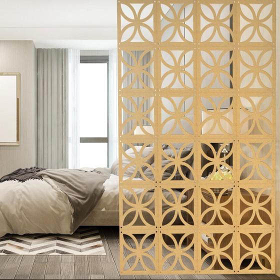 Imagem de Kit 48 Mdf Divisoria Ambiente Placa Cobogo Decoraçao 29X29Cm