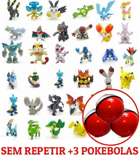 Imagem de Kit 48 Miniaturas Pokemons 3cm + 3 Pokemon 5cm +3 Pokebolas