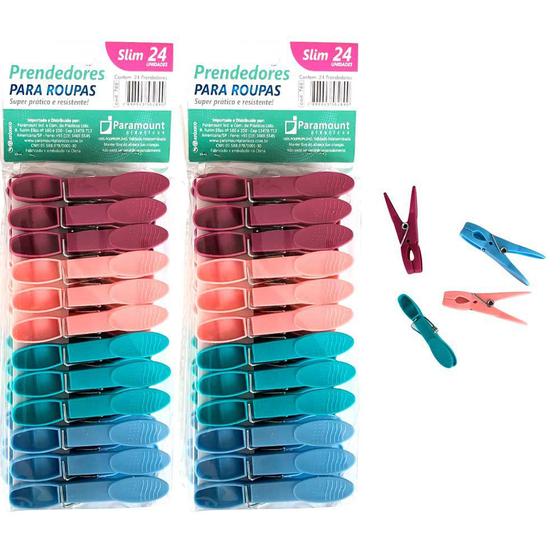 Kit 48 Pregador de roupa grande prendedor plastico varal grampo colorido lavanderia Paramount Menor preço em Kit 48 Pregador de roupa grande prendedor plastico varal grampo colorido lavanderia Paramount