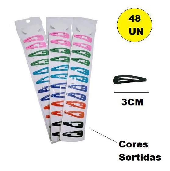 Imagem de Kit 48 Presilhas Cabelo Tic Tac 3cm Colorido Sortido