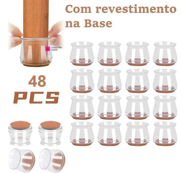 Imagem de Kit 48 Protetores Para Pés De Cadeiras 2cm A 3,2cm