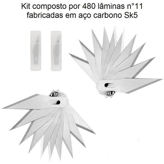 Imagem de kit 480 Lâminas N.11 Para Estilete De Precisão Bisturi