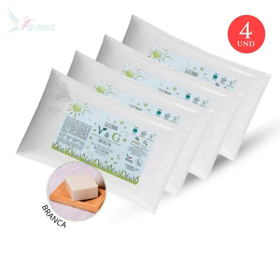 Imagem de Kit 4Kg Base Glicerinada Para Sabonetes Branca ou Transparente Hipoalergênica 100% Vegetal - V&G
