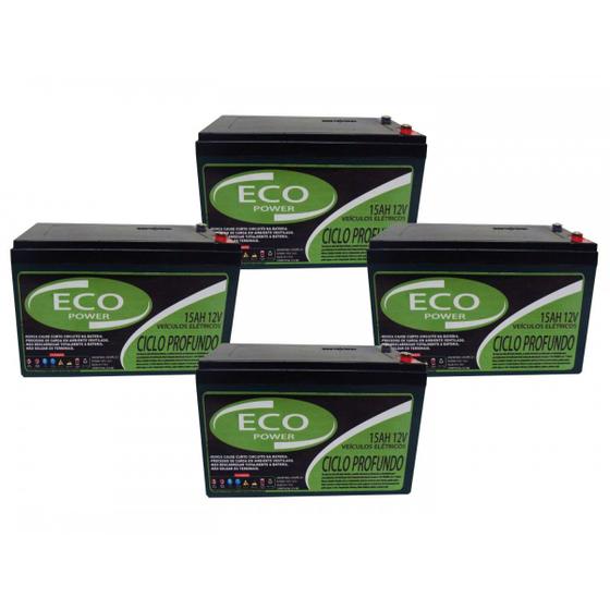 Kit 4un Bateria Gel 15ah 12v Ciclo Profundo Menor preço em Kit 4un Bateria Gel 15ah 12v Ciclo Profundo