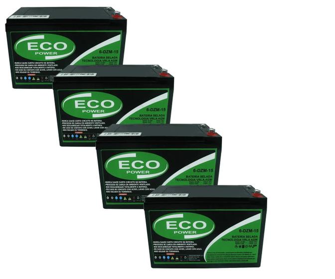 Imagem de Kit 4un Baterias estacionárias Ciclo Profundo 15Ah 12V - Eco Power