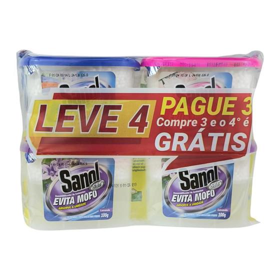 Imagem de Kit 4Un Desumidificador Anti Mofo Evita Mofo 100G Sanol Sec