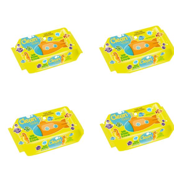 Imagem de KIT 4UN PACOTES de Toalhas Umedecidas Clean Baby Com 100 Lencinhos 
