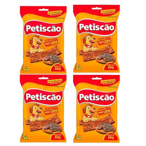 Imagem de Kit 4Un Petisco Petiscao Bifinho Tablete Cães Sabor Carne