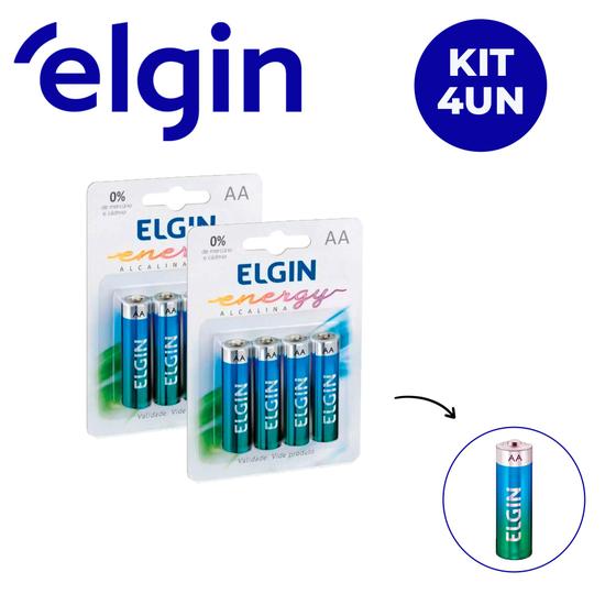 Imagem de Kit 4Un Pilha Alcalina AA Elgin com 4 unidades