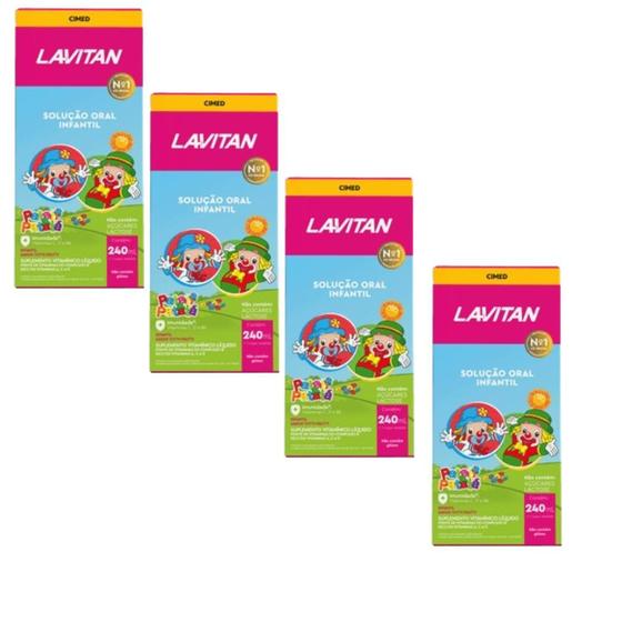 Imagem de Kit 4un Solução Oral Lavitan Kids Tutti-Frutti 240ml - Cimed