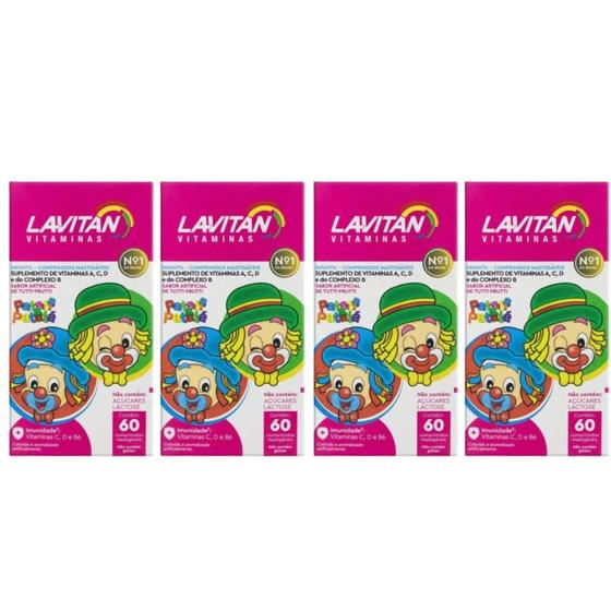 Imagem de Kit 4un Suplemento Lavitan Kids 60 Cpr - Cimed