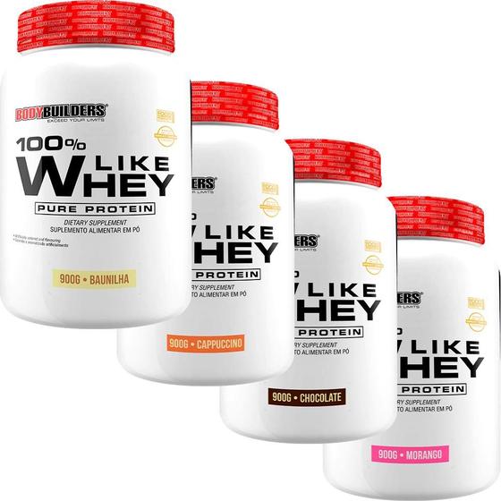 Imagem de Kit 4x 100% Like Whey Pure Protein 900g - Bodybuilders