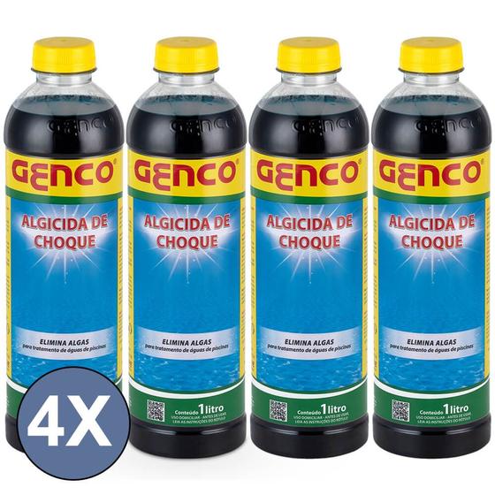 Imagem de Kit 4x Algicida Choque 1L - Genco