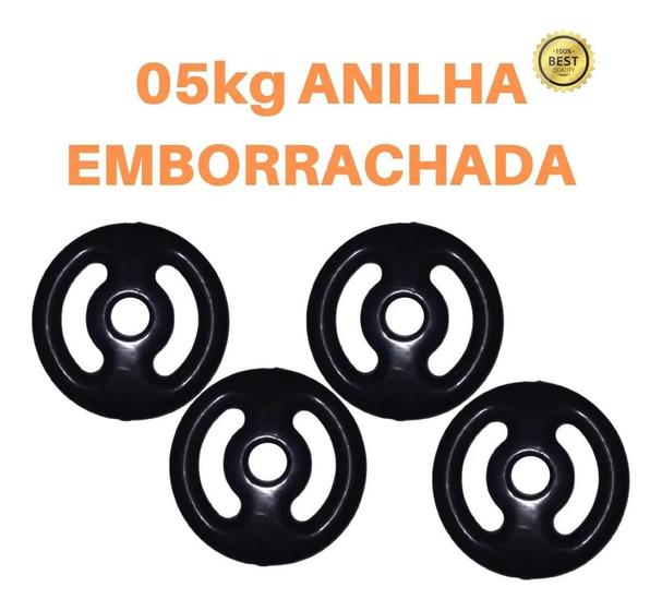 Imagem de Kit 4X Anilhas De 5Kg Emborrachada Super Premium Preta