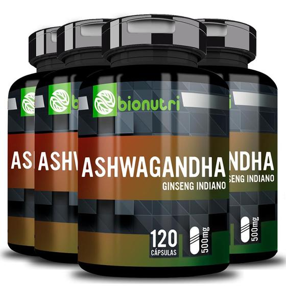 Kit 4x Ashwaganda Ginseng Índiano Natural 120 Cápsulas Bionutri Menor preço em Kit 4x Ashwaganda Ginseng Índiano Natural 120 Cápsulas Bionutri