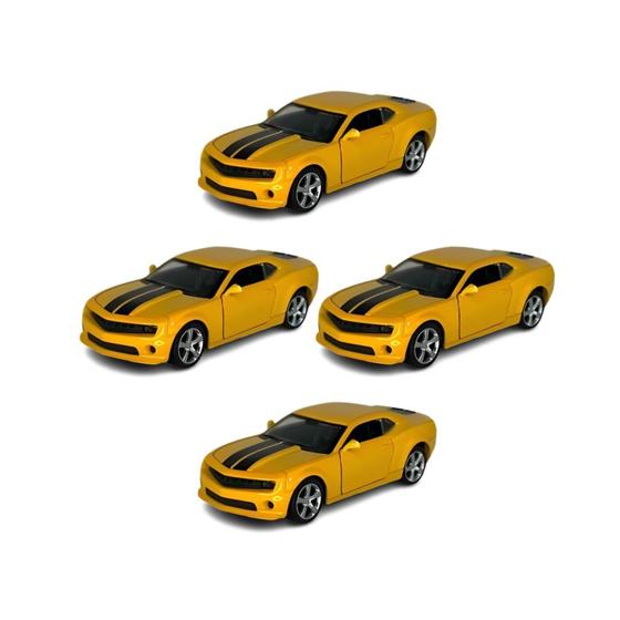 Imagem de Kit 4x Brinquedo Camaro Colecionável Amarelo - AP TOYS