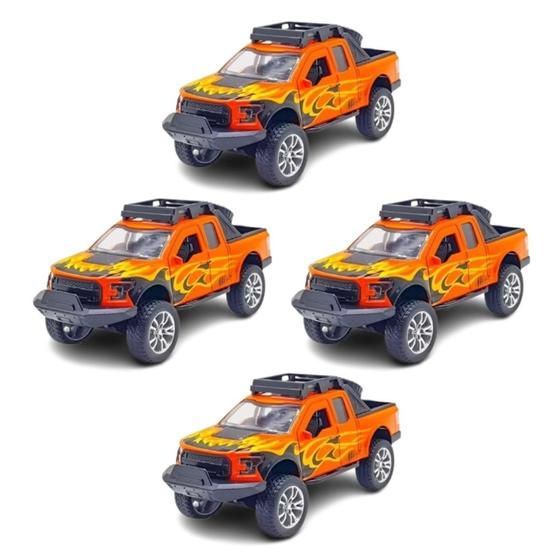 Imagem de Kit 4x Brinquedo Carrinho Camionete Jeep Laranja - AP TOYS