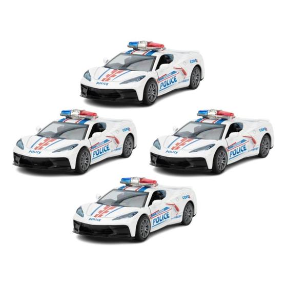 Imagem de Kit 4x Brinquedo Carrinho Viatura Policial Branco - AP TOYS