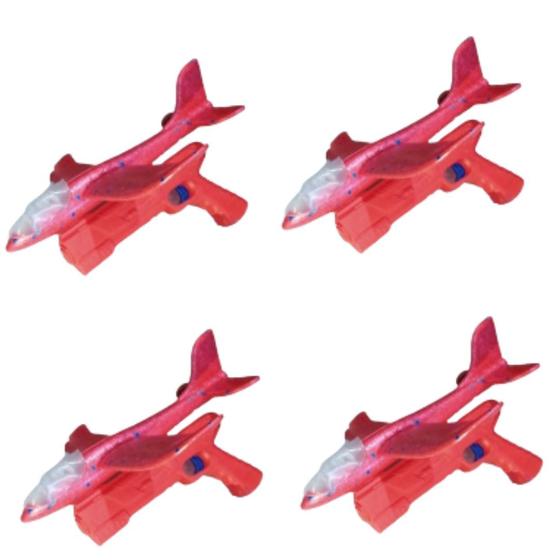 Imagem de Kit 4x Brinquedo Lançador de Avião Luminoso Vermelho AP TOYS