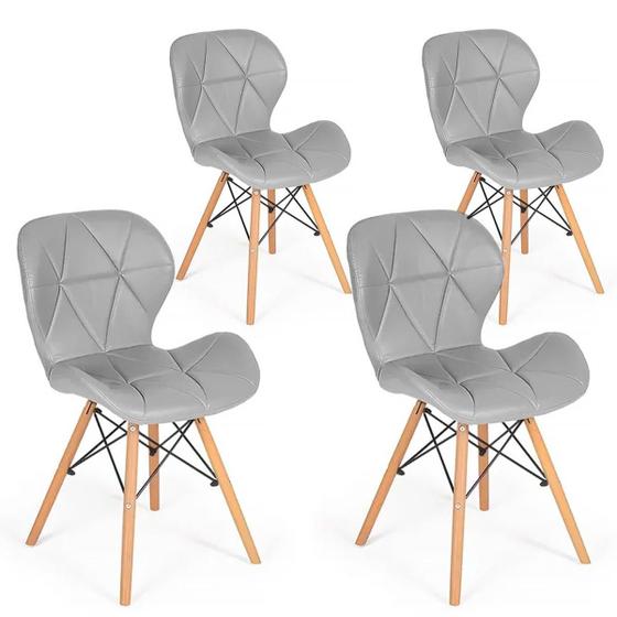 Imagem de Kit 4x Cadeira de Jantar Charles Eames Eiffel Slim Estofada