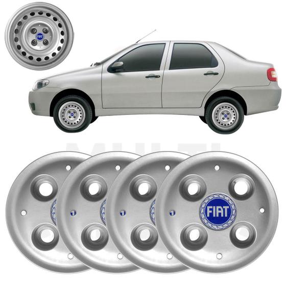 Imagem de Kit 4X Calota Centro Roda Aro 13 Fiat Siena Fire 2001 A 2010