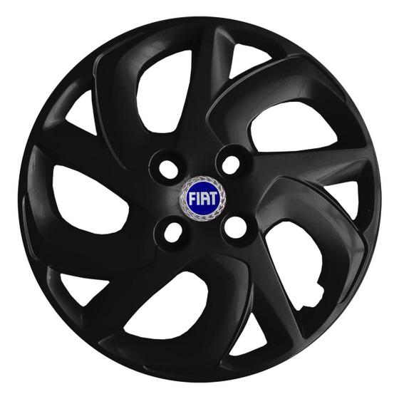 Imagem de Kit 4X Calota Fiat Palio Aro 14 Preto Emblema 231Cb