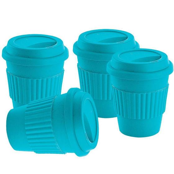 Imagem de Kit 4x Copo Fibra de Bambu 380ml Nature Eco TopGet Azul Claro