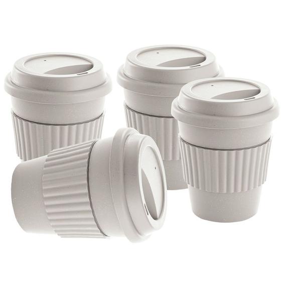 Imagem de Kit 4x Copo Fibra de Bambu 380ml Nature Eco TopGet Cinza