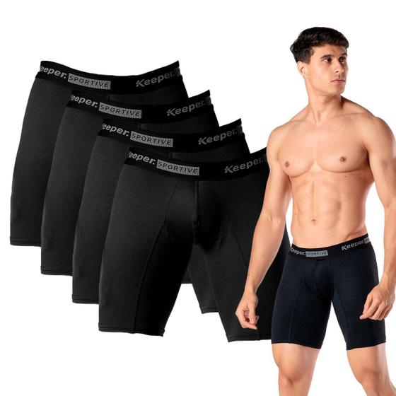 Imagem de Kit 4x Cueca Box Longleg Masculina Esportiva Assadura Keeper