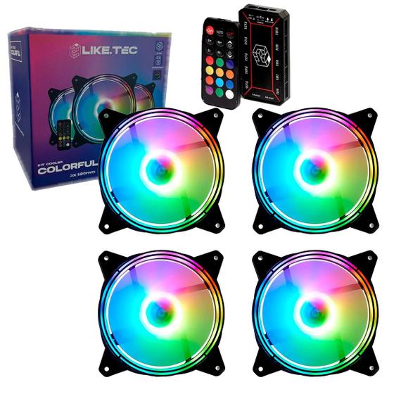 Imagem de Kit 4x Fan 120mm Cooler Liketec Colorful Argb Aura Sync Top