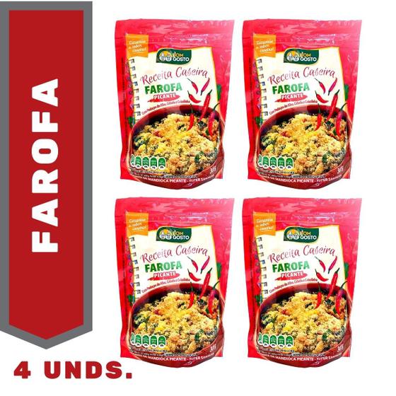 Imagem de Kit 4x Farofa Bom gosto Temperada Pedaços Alho Picante