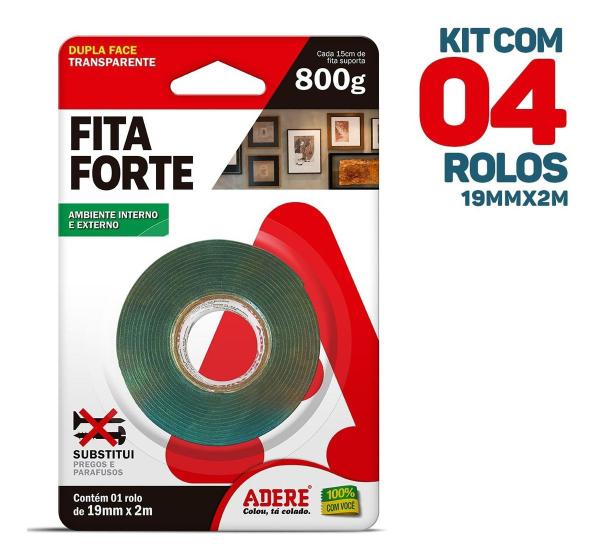 Imagem de Kit 4x Fita Dupla Face Profissional Extra Forte - 19mm X 2m Versátil