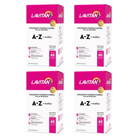 Imagem de Kit 4x Lavitan A-z Mulher Suplemento Vitamínico E Mineral Com Zinco 60 Comprimidos Cimed