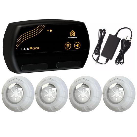 Imagem de Kit 4X Led Rgb 9W Abs Piscina + Comando Wifi Luxpool