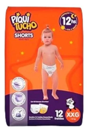 Imagem de Kit 4X Pacotes Fralda Shorts Piquitucho - Extra Grande Xxg