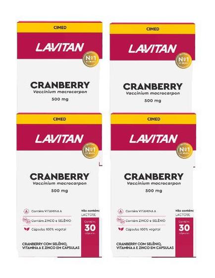 Imagem de Kit 4x Suplemento Alimentar Lavitan Cranberry 30 Cáp - Cimed