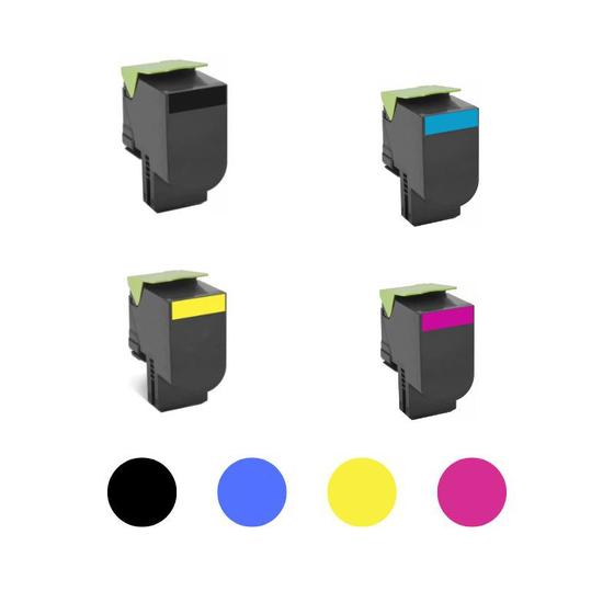 Imagem de Kit 4x Toner Compatível Lexmark CX417 CX517 B+C+Y+M I 6K