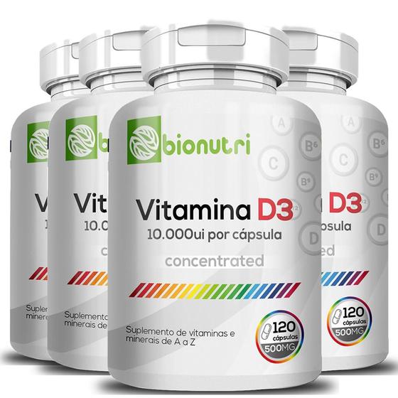 Imagem de Kit 4x Vitamina D3 10.000 120 Cápsulas 500Mg Bionutri