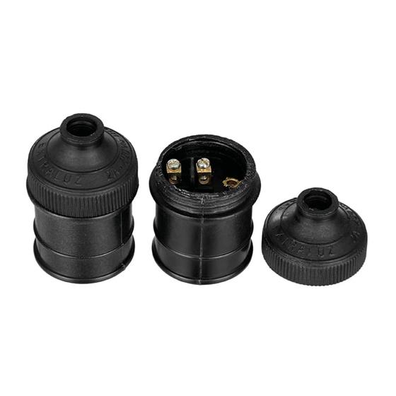 Imagem de Kit 5 10 20 50 100 Peças Soquete Sem Chave Com Borne 110v/220v Preto Para Plafon Pendente Abajur