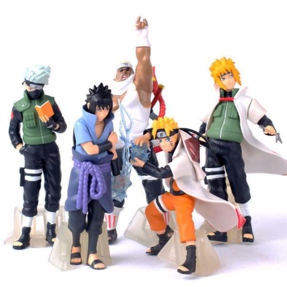 Imagem de Kit 5 action figures naruto sasuke kakashi killerbee minato