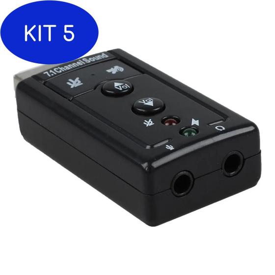 Imagem de Kit 5 Adaptadores Usb Placa De Som 7.1 Macho X Audio E Fone