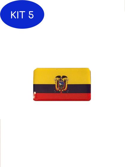 Imagem de Kit 5 Adesivo resinado da bandeira do Equador 9x6 cm