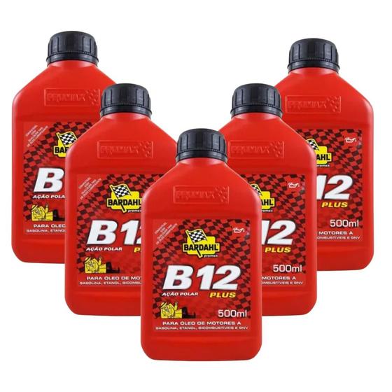 Imagem de Kit 5 Aditivo Para Óleo De Motor Bardahl B12 Plus 500ml